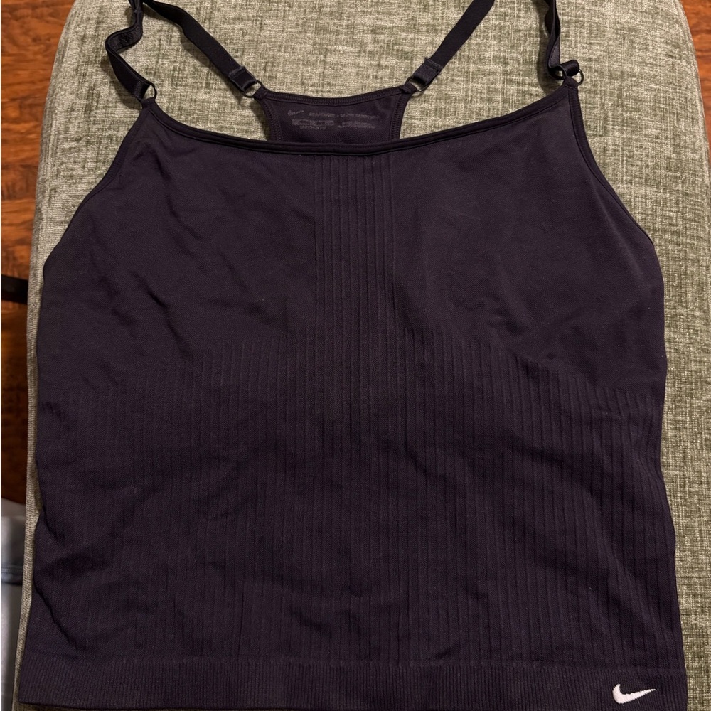 Nike Black Ribbed Adjustable-Strap Tank